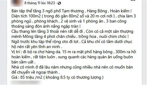 Căn hộ tập thể cũ được rao bán 8,5 tỷ: Băn khoăn