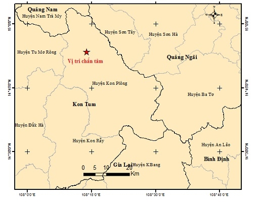 4 trận động đất liên tiếp tại Kon Tum xảy ra trong ngày 22/6