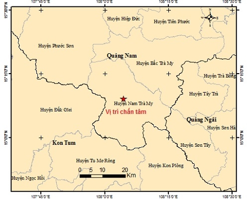 4 trận động đất liên tiếp xảy ra ở Quảng Nam và Kon Tum
