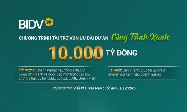 BIDV dành 10.000 tỷ đồng tài trợ các dự án “Công trình Xanh”