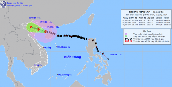 Bão số 3 sẽ đổ bộ đất liền với cường độ rất mạnh