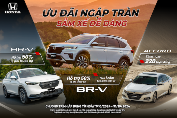 Honda tung loạt ưu đãi khủng cho khách mua Honda BR-V, Honda HR-V, Honda Accord trong tháng 10