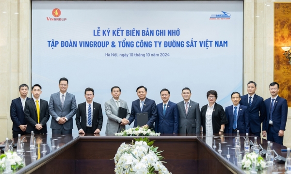 Tập đoàn Vingroup ký kết hợp tác thúc đẩy chuyển đổi xanh Tổng Công ty Đường sắt Việt Nam