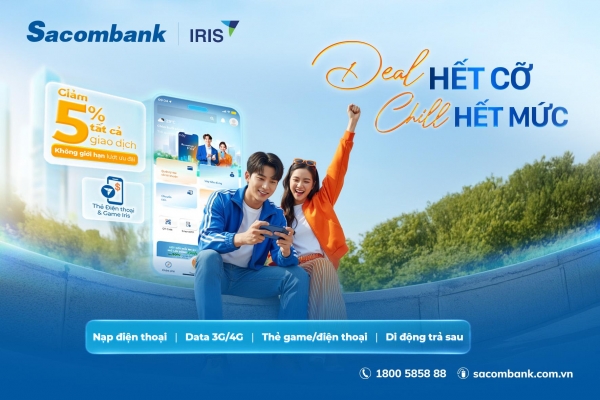 Nạp điện thoại, thẻ game - hoàn ngay 5% cùng Sacombank Pay
