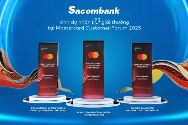 Thêm một tổ chức thẻ quốc tế vinh danh Sacombank về năng lực phát triển thanh toán số