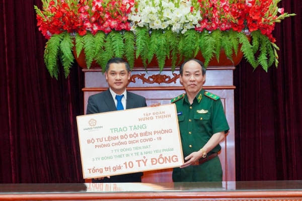 Hưng Thịnh Land tặng 10 tỷ cho Bộ Tư lệnh Bộ đội Biên phòng hỗ trợ hoạt động phòng, chống dịch Covid-19