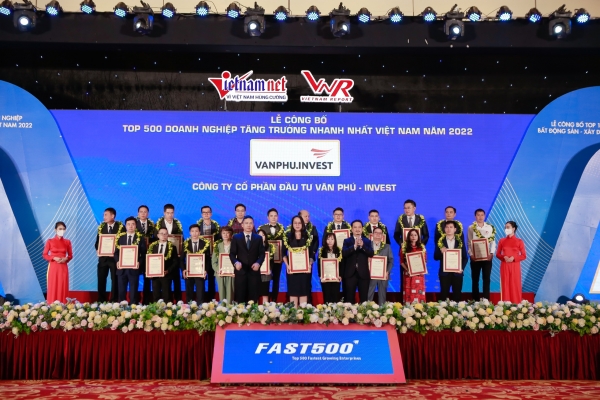 Văn Phú – Invest tiếp tục nằm trong Top 500 Doanh nghiệp tăng trưởng nhanh nhất Việt Nam