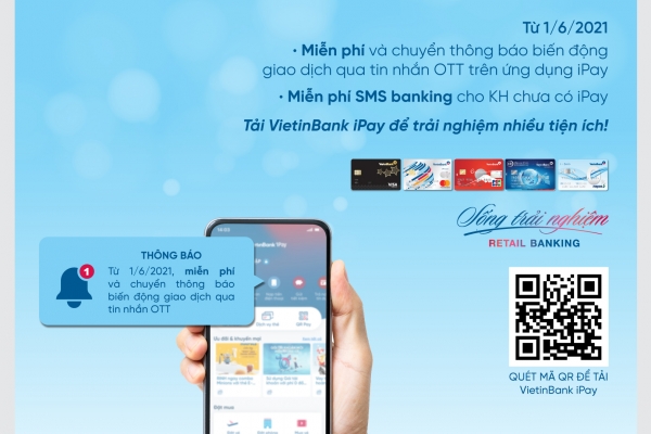 VietinBank miễn phí thông báo biến động giao dịch thẻ tín dụng